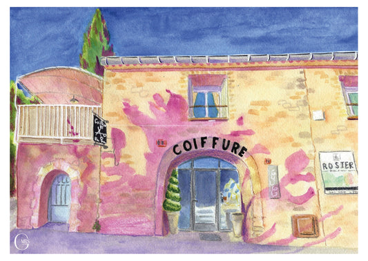 Carte postale. Le salon de coiffure de Gordes