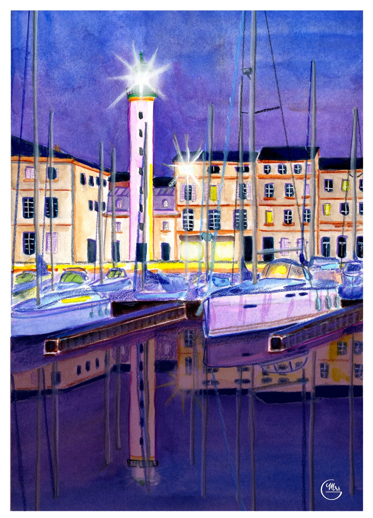 Le Phare Vert du quai Valin : gardien du port de La Rochelle-Mrs G Illustration