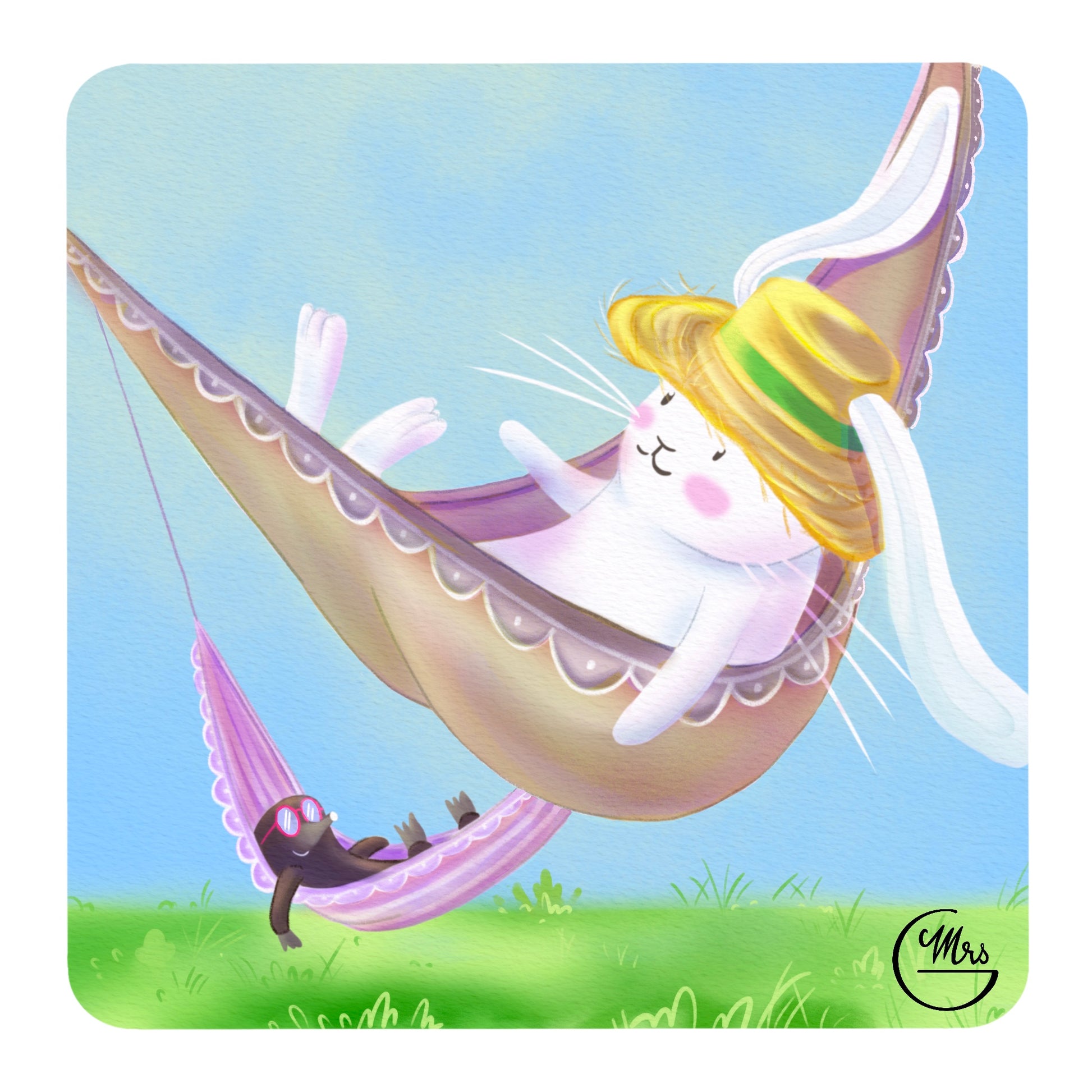 5 cartes postales sur le thème de Lapinou: Lot F-Mrs G Illustration