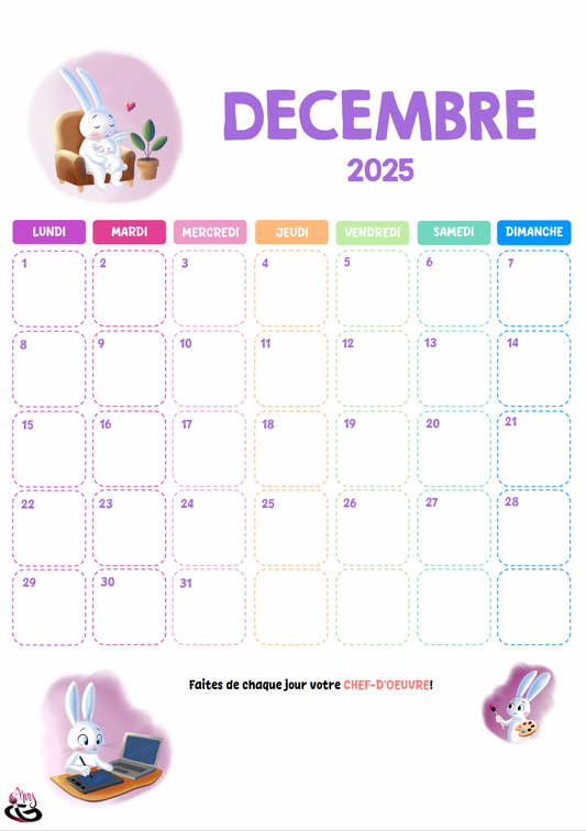 Le calendrier Lapinou 2025-2026