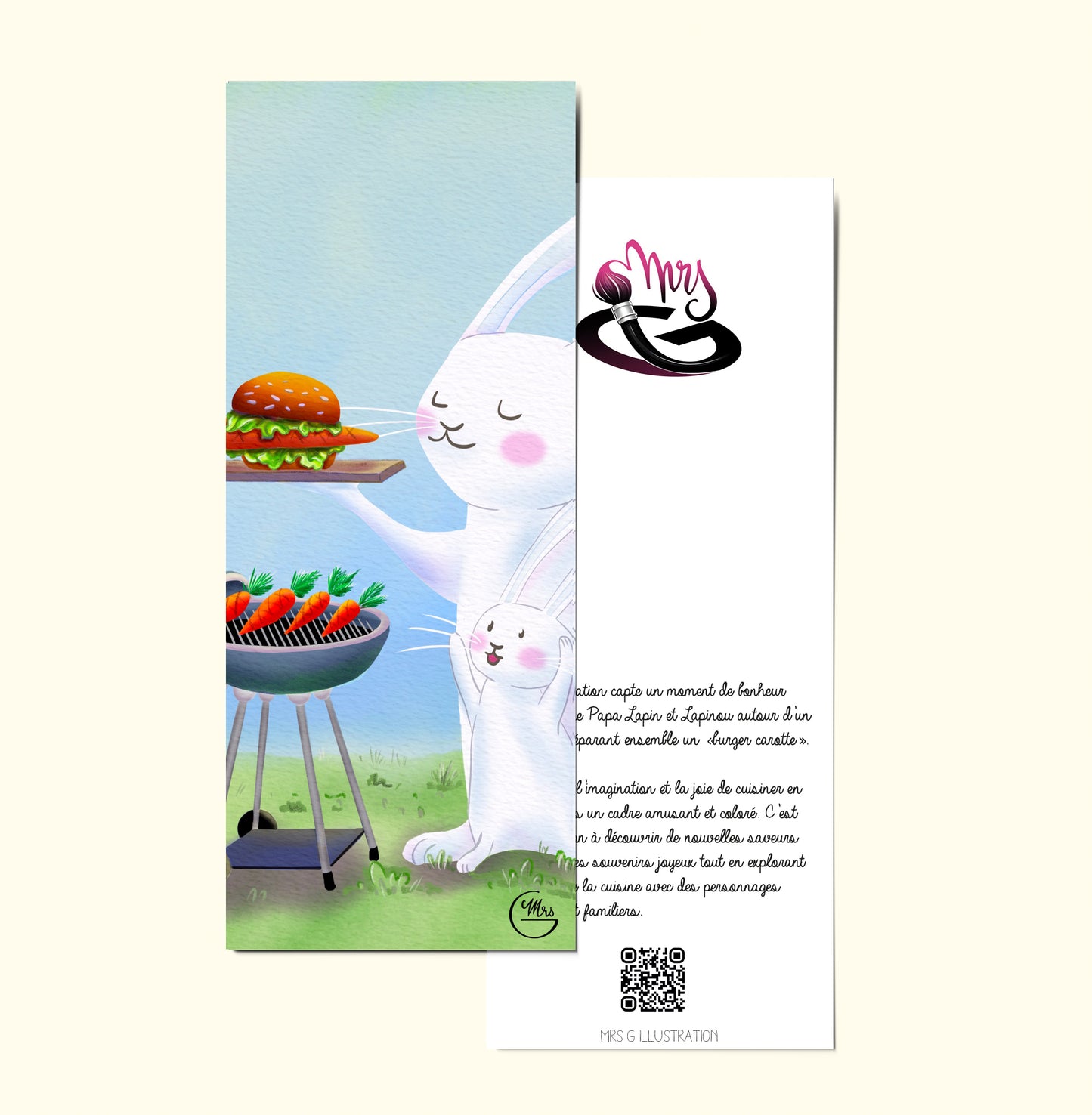 Barbecue en famille : Lapinou Père et Fils préparent le burger-carotte parfait !-Mrs G Illustration