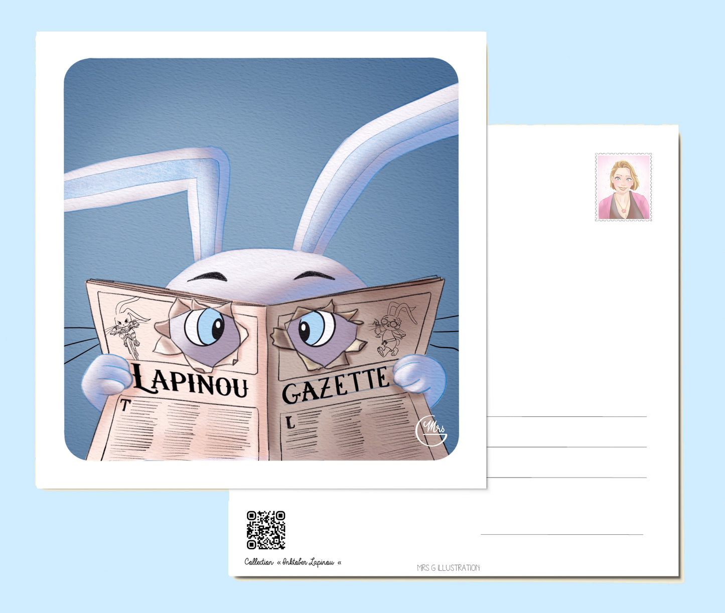 Carte postale. Lapinou super espion : quand lire le journal devient mission impossible !