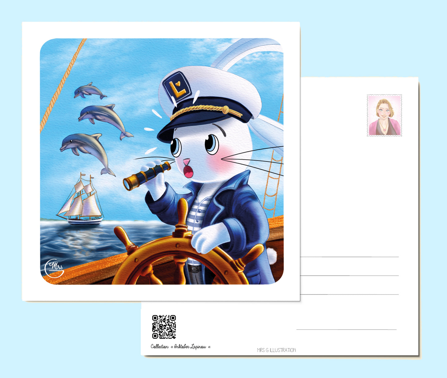 Carte postale. Lapinou marin : dauphins et découvertes en pleine mer !