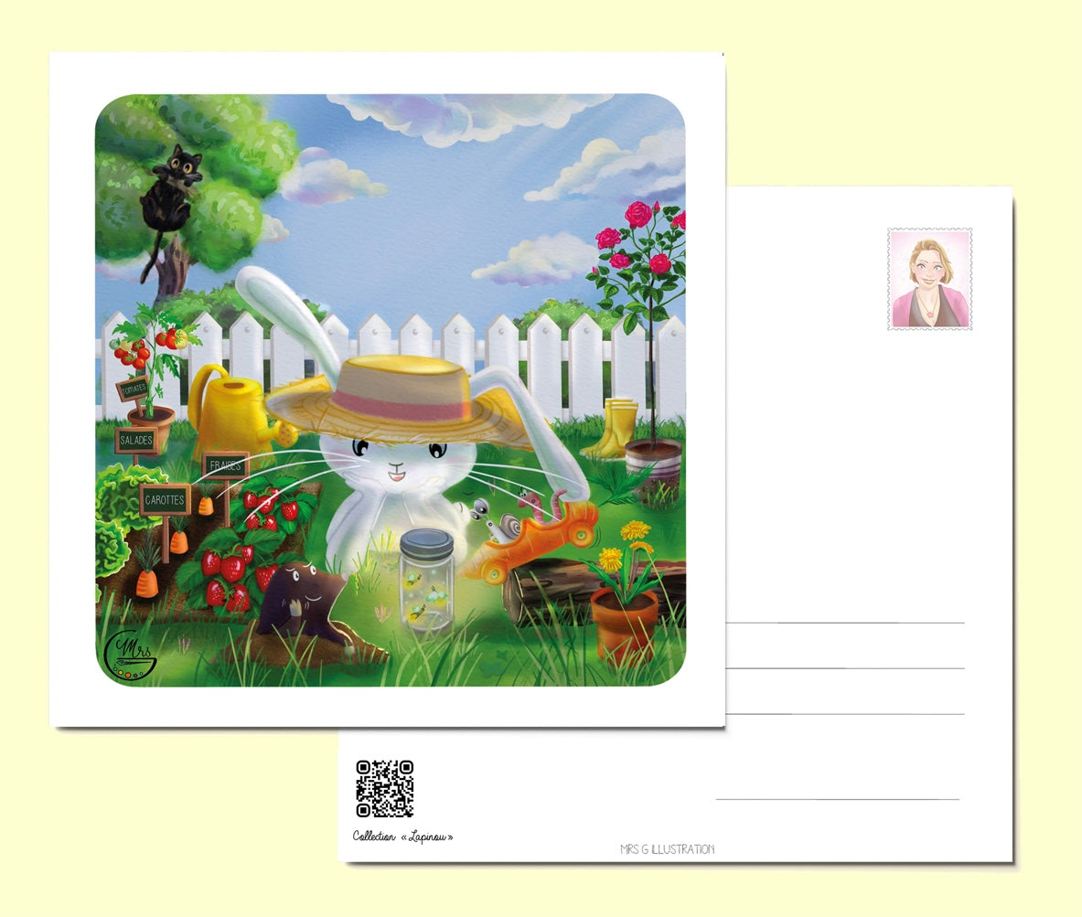 Carte postale. L'univers du jardin vue par Lapinou