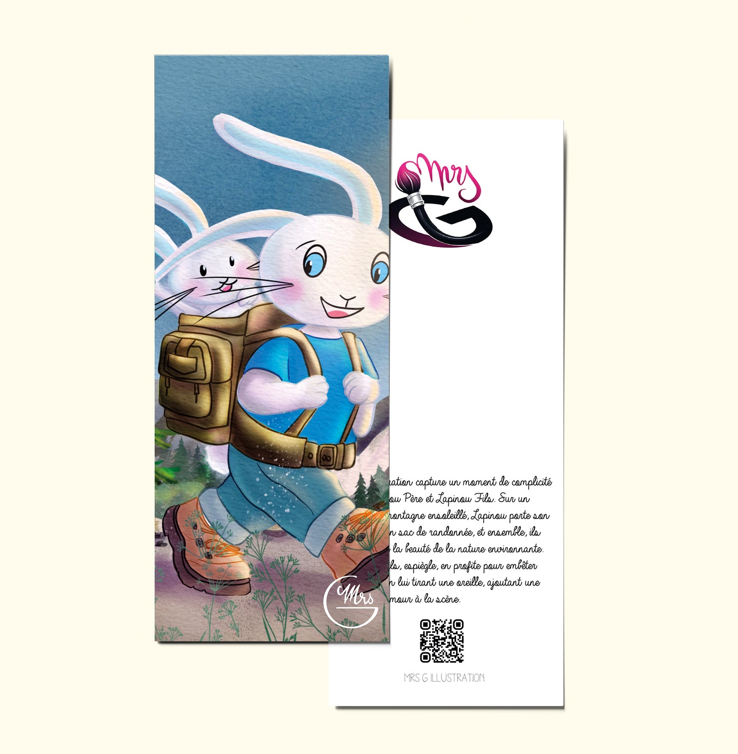 Marque page. Aventure en duo : Lapinou Père et Fils en randonnée pleine de malice !
