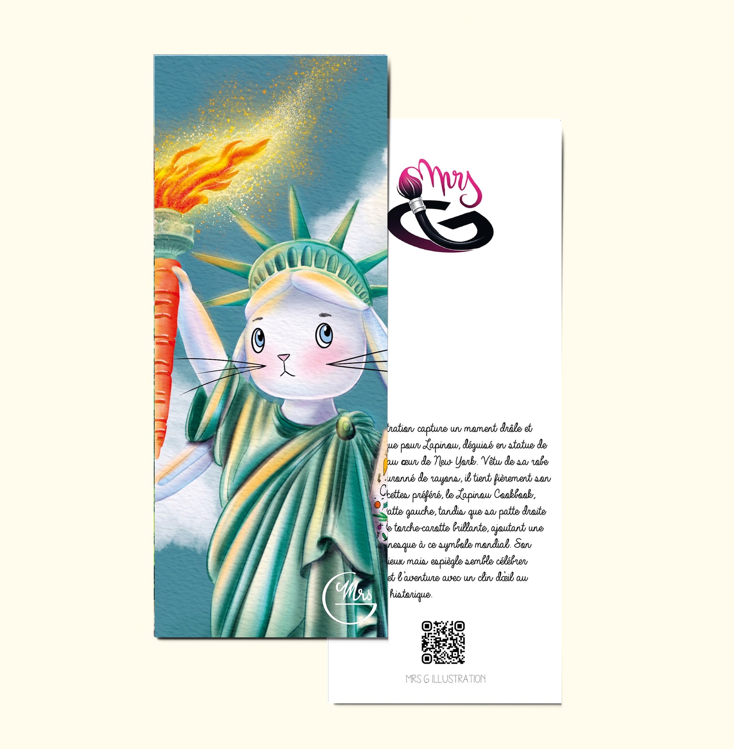Marque page. Lapinou version Liberté : New York n’a qu’à bien se tenir !