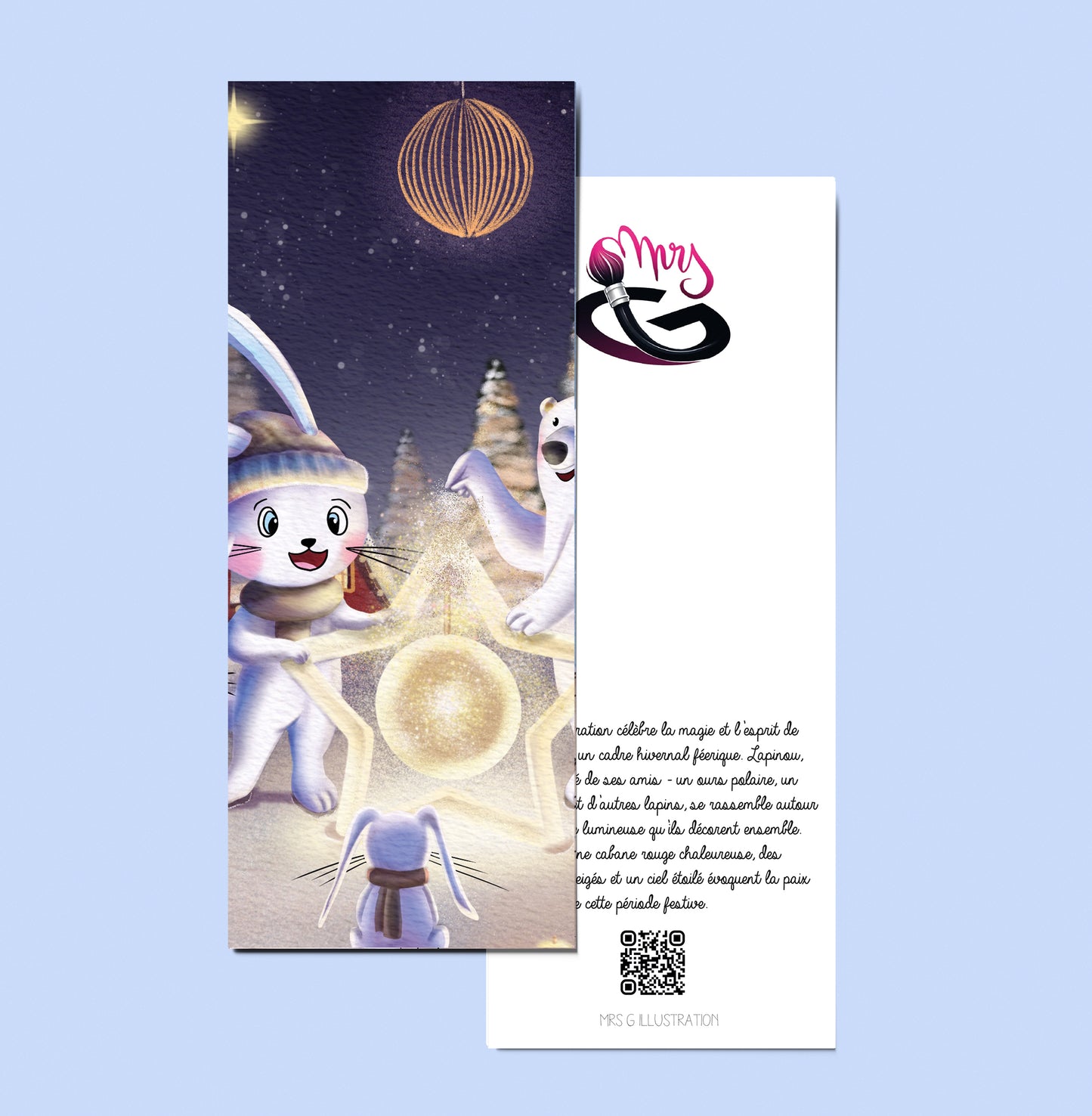 Marque page. La magie de Noël avec Lapinou et ses amis