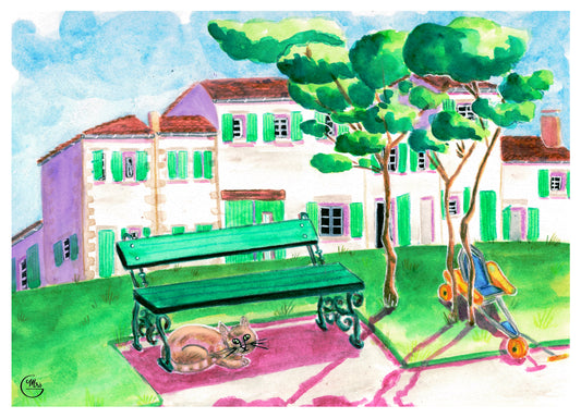 Douceur de Vivre sur la Plage de l’Arnérault, Île de Ré-Mrs G Illustration