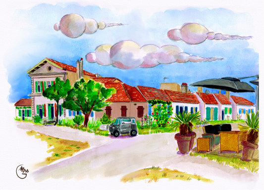 Flânerie dans les ruelles de l'Île d'Aix-Mrs G Illustration
