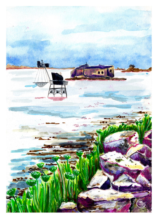 Vue emblématique : les forts Enet et Boyard depuis la ville de Fouras-Mrs G Illustration