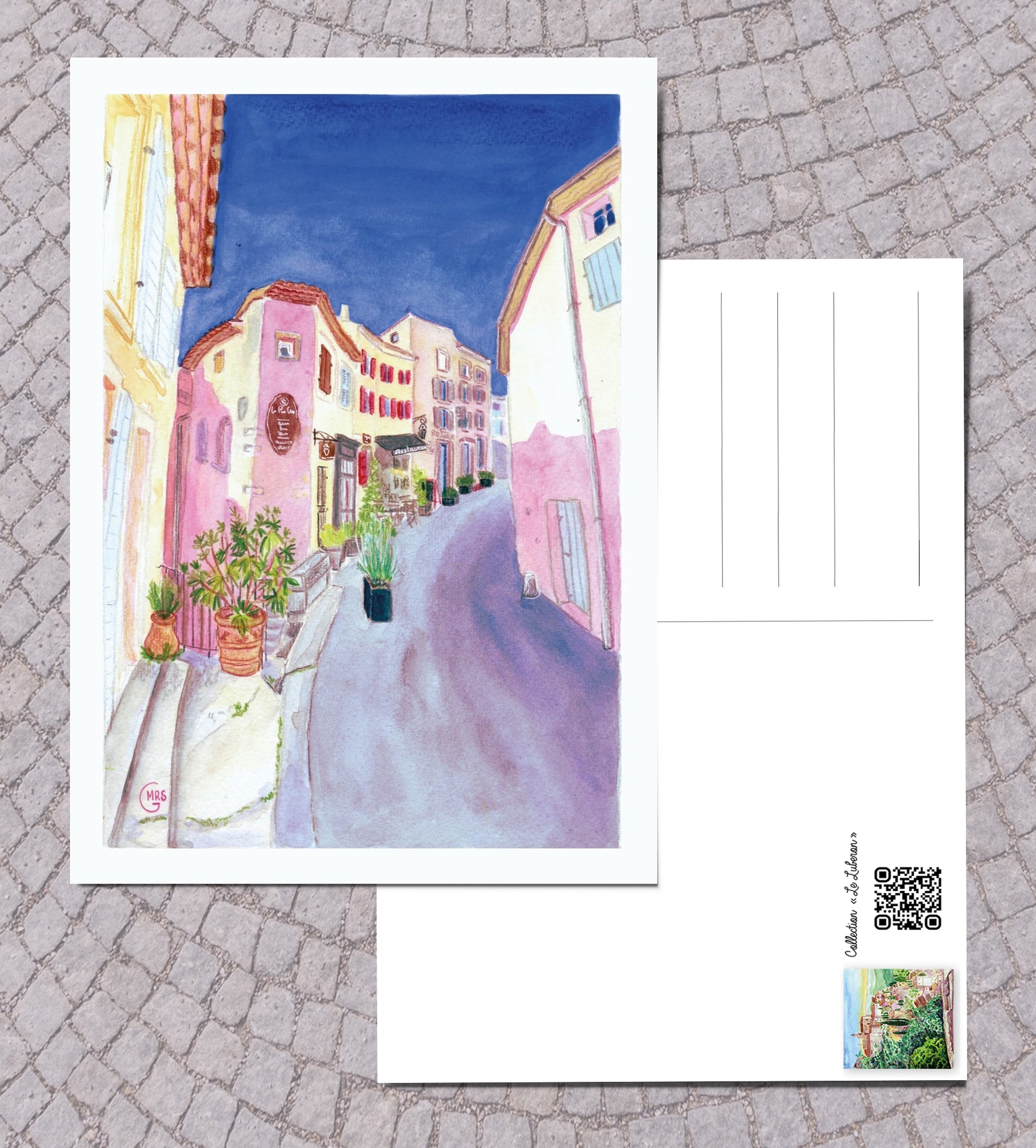 Carte postale. Route neuve arrivant sur la place du château de Gordes