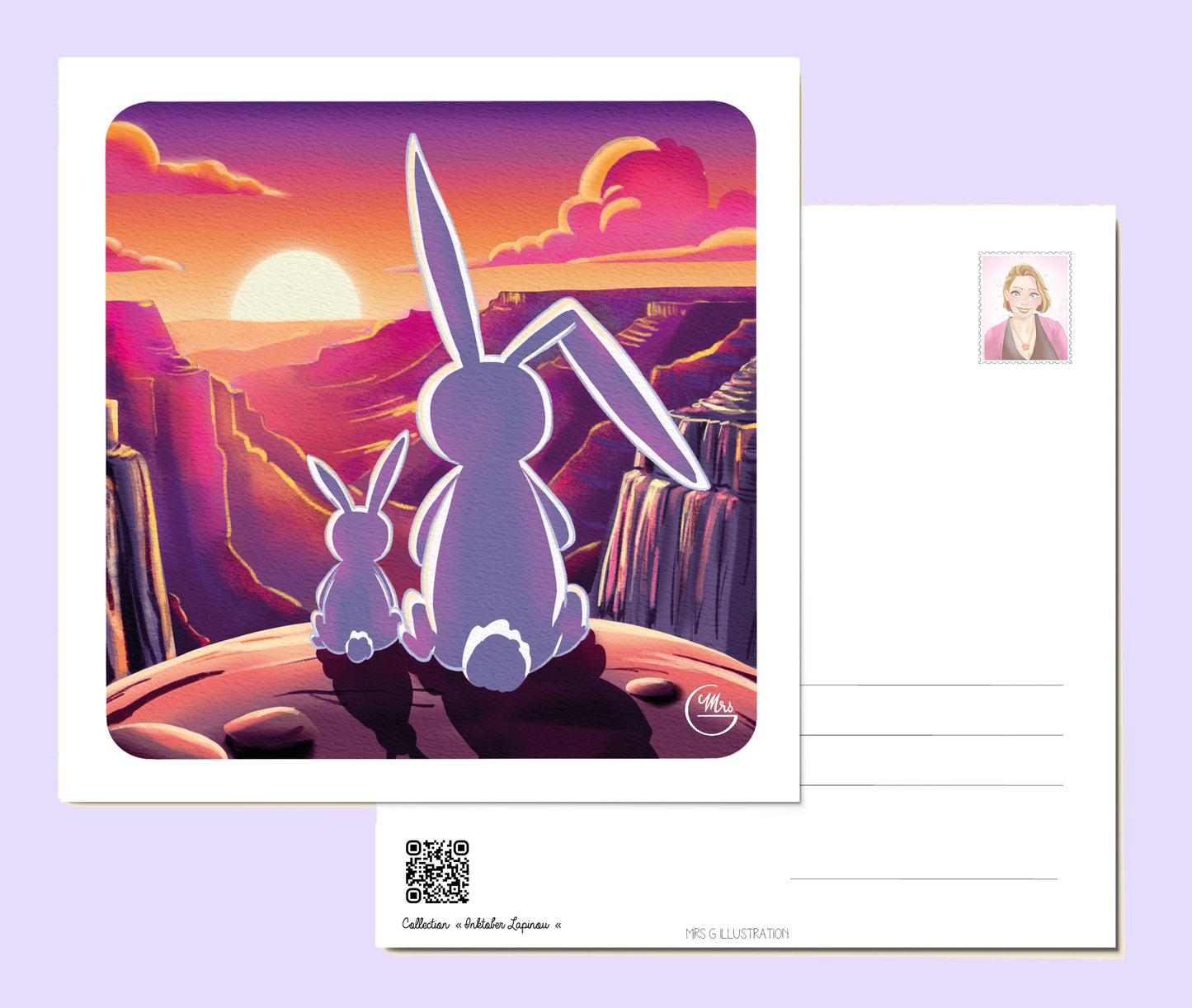 Carte postale. Sous le ciel du Grand Canyon : Lapinou et fils en admiration !