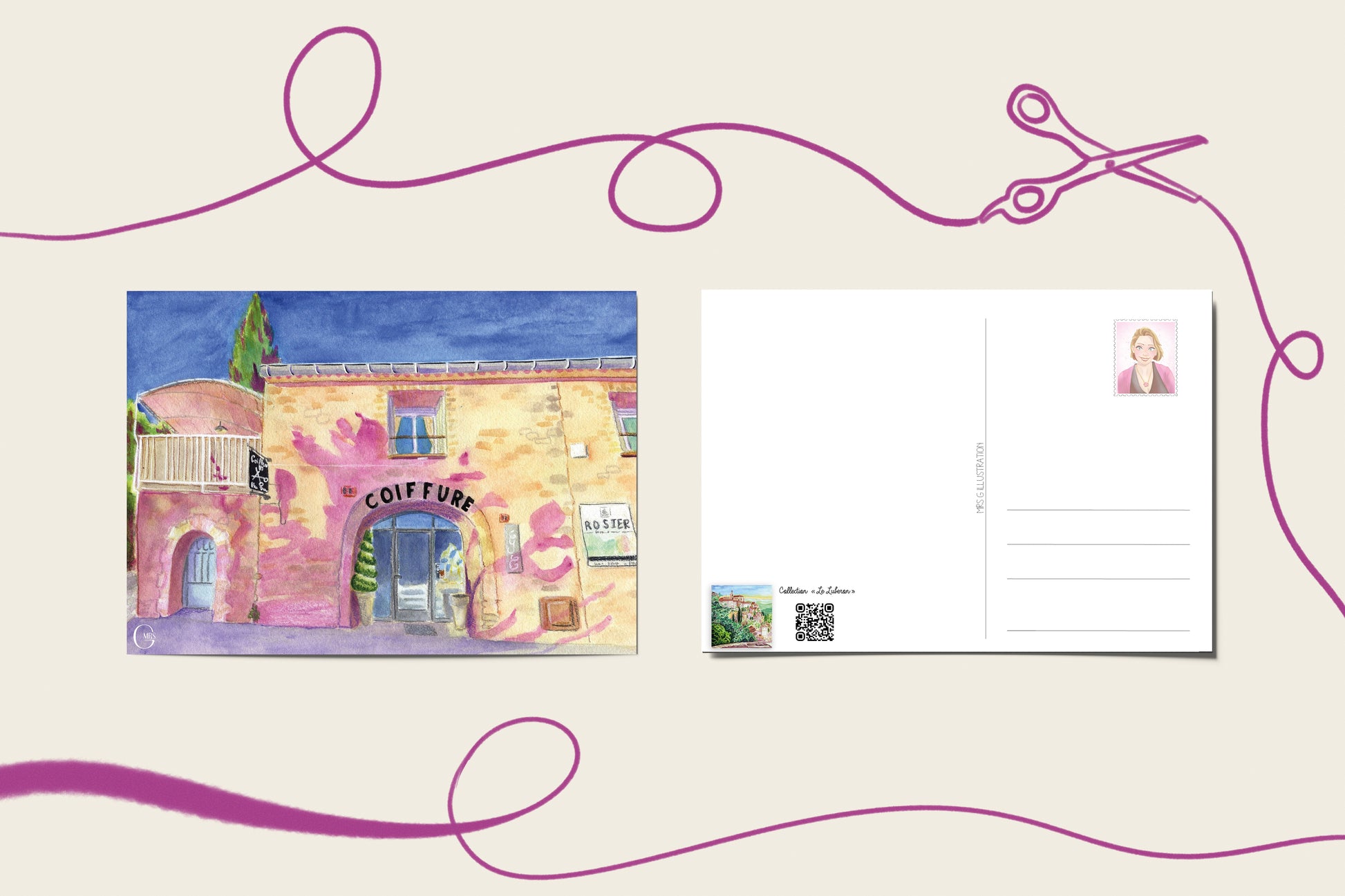 Carte postale. Le salon de coiffure de Gordes