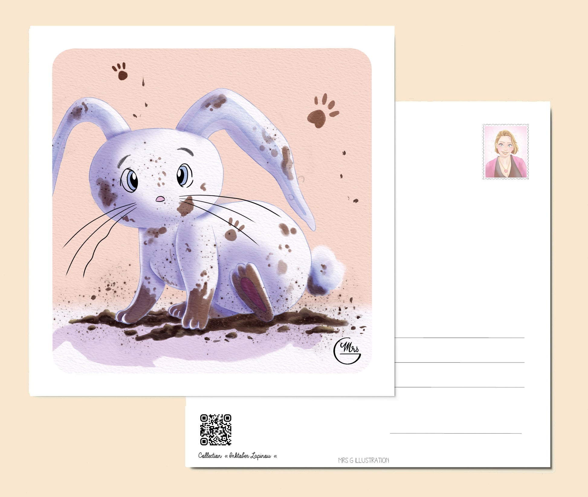 Cartes postales sur le thème des Lapinous dessinés à l'occasion d' Inktober 