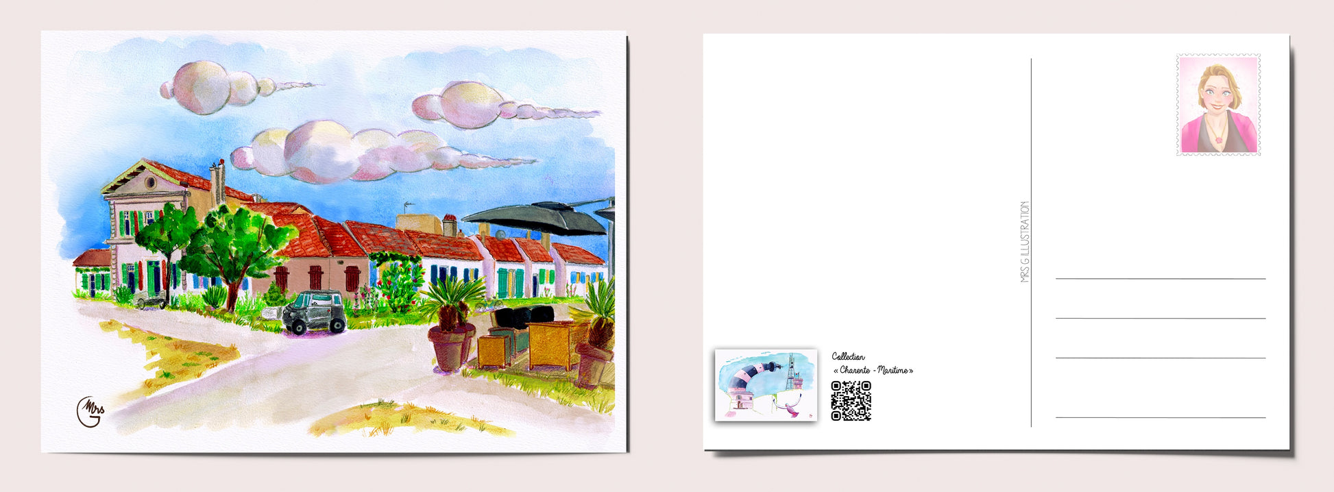 Flânerie dans les ruelles de l'Île d'Aix-Mrs G Illustration