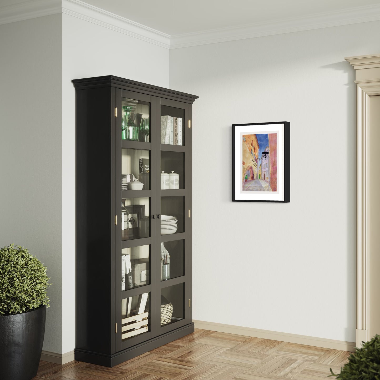 Poster. Pharmacie et promenade dans les ruelles de Gordes: la vie d'un petit village atypique