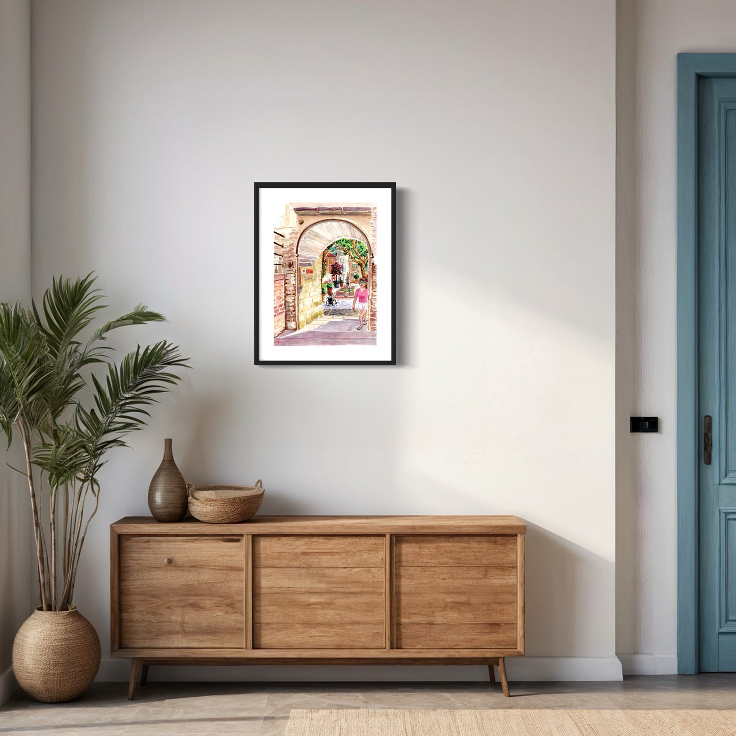 Poster. Petite pause à l'ombre pour un croquis sur le vif d'une tranche de vie gordienne