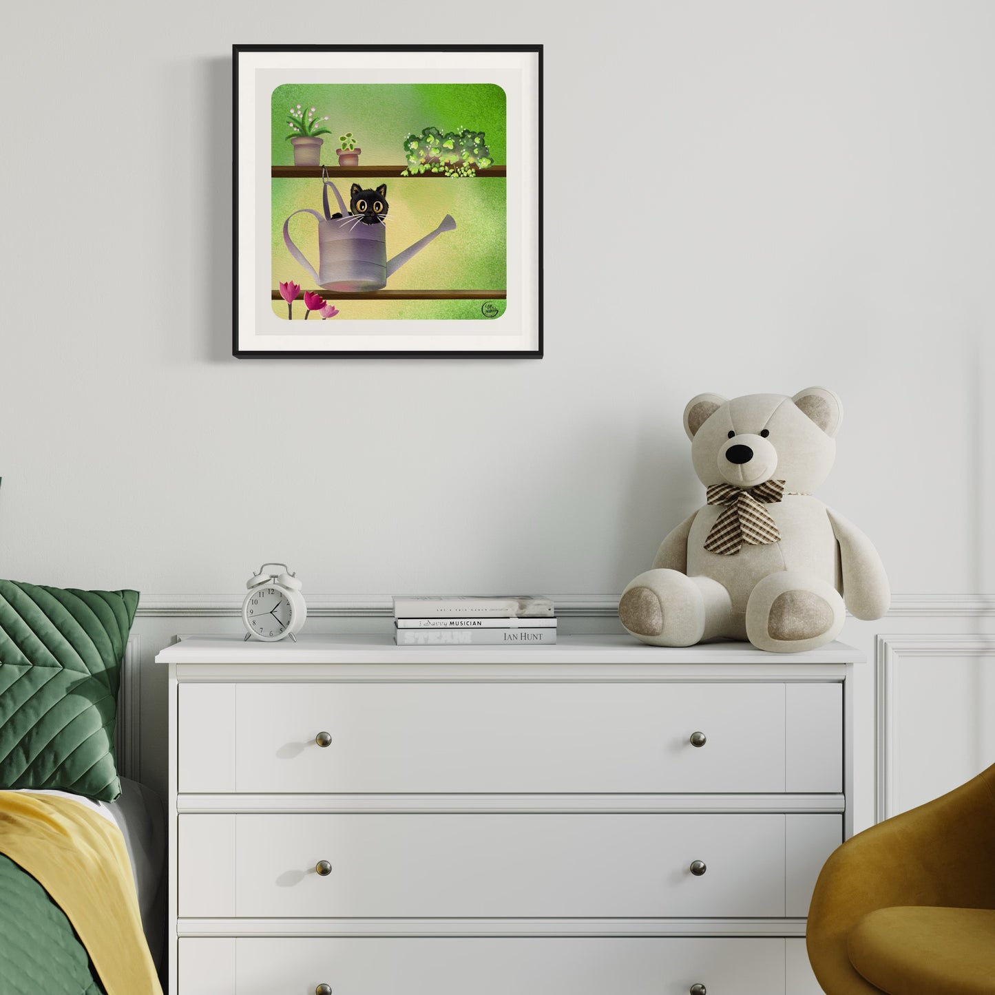 Poster. Mais où se cache Petit Chat? Arrosoir.