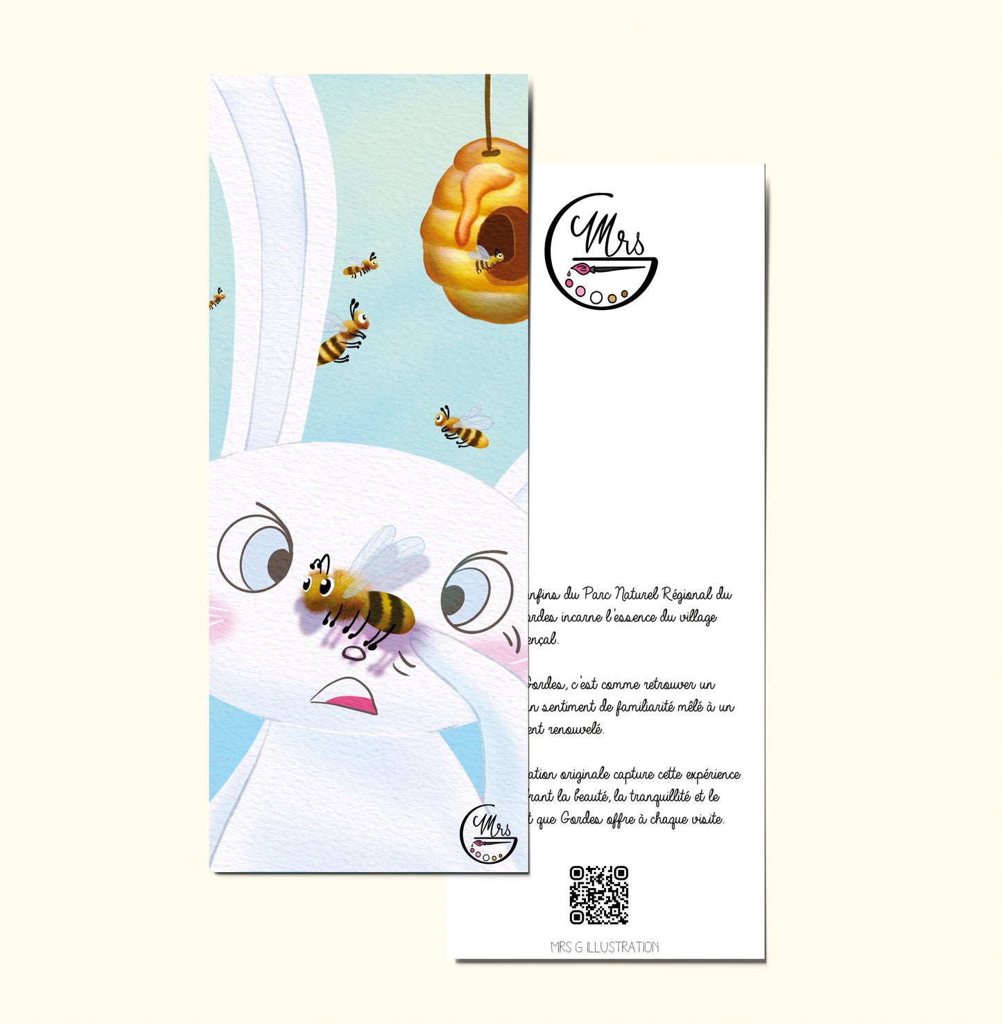 Marque page. Quand une abeille fait la misère à Lapinou!