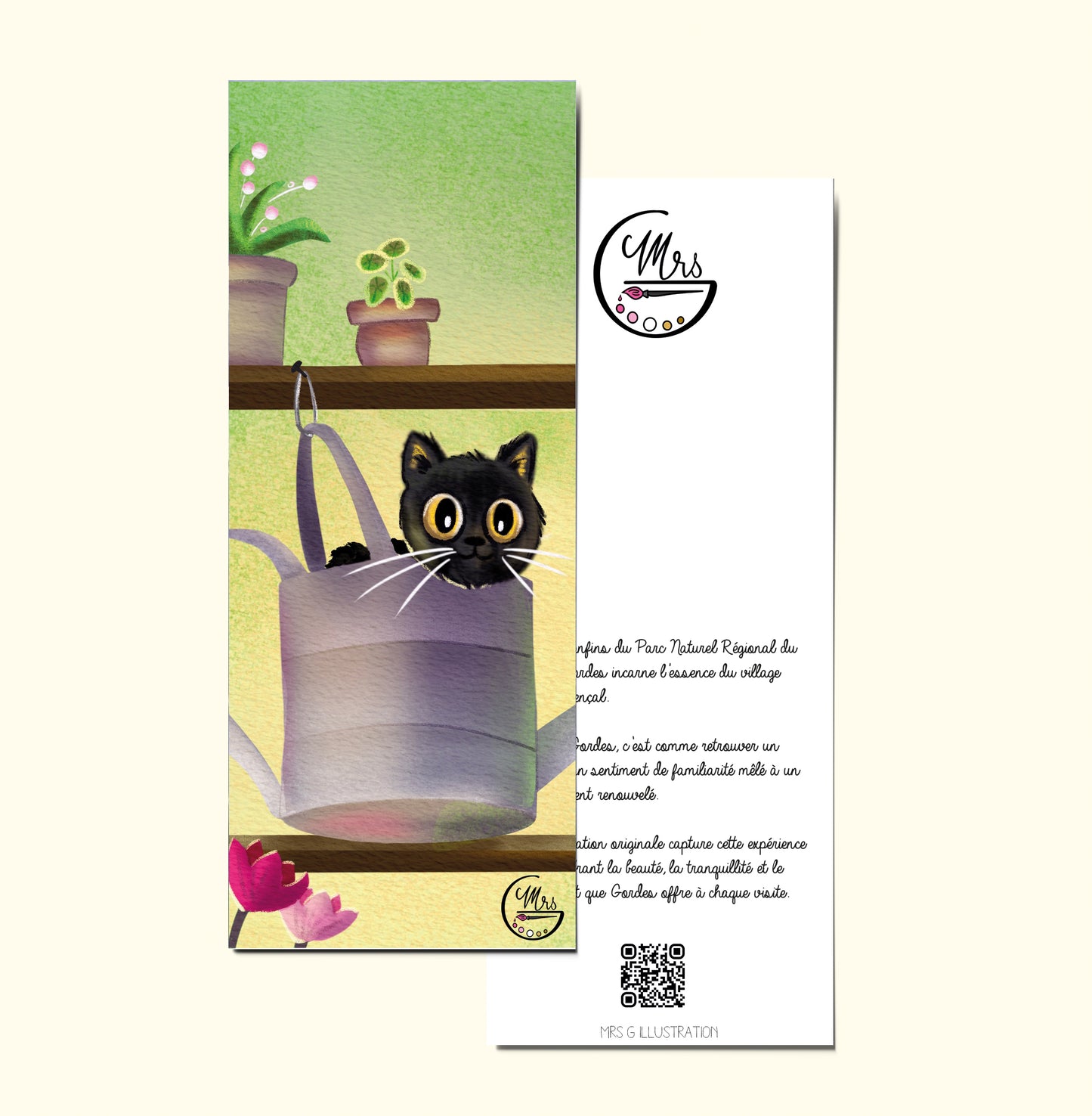 Marque page. Mais où se cache Petit Chat? Arrosoir.
