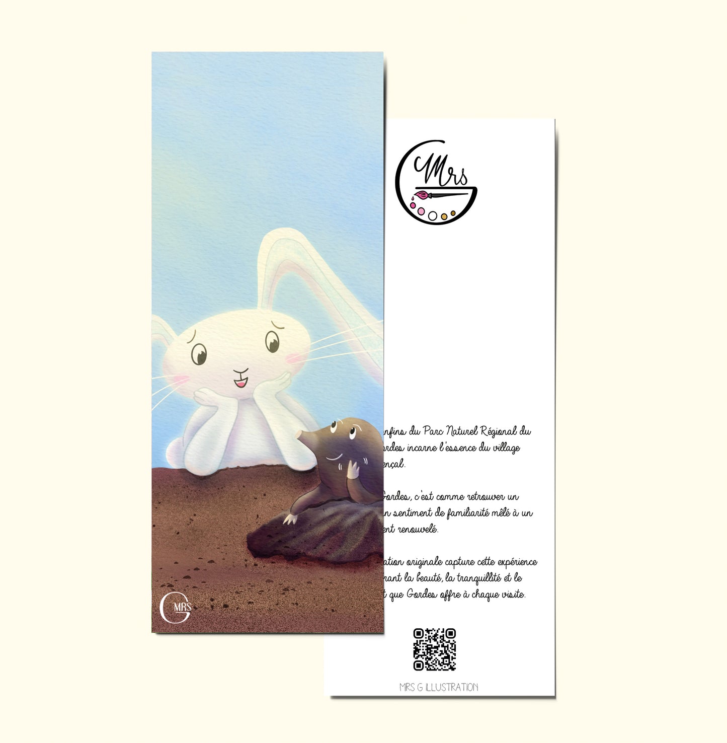 Marque page. Petit moment complice entre Taupe et Lapinou