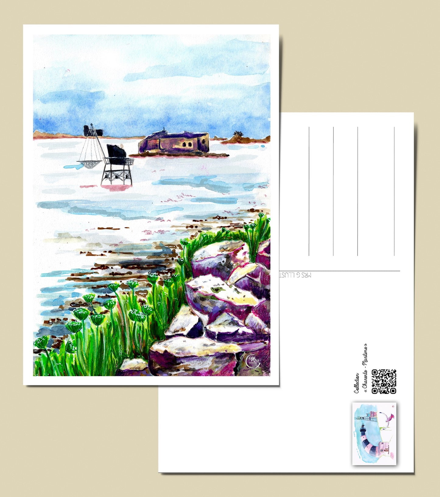 Vue emblématique : les forts Enet et Boyard depuis la ville de Fouras-Mrs G Illustration