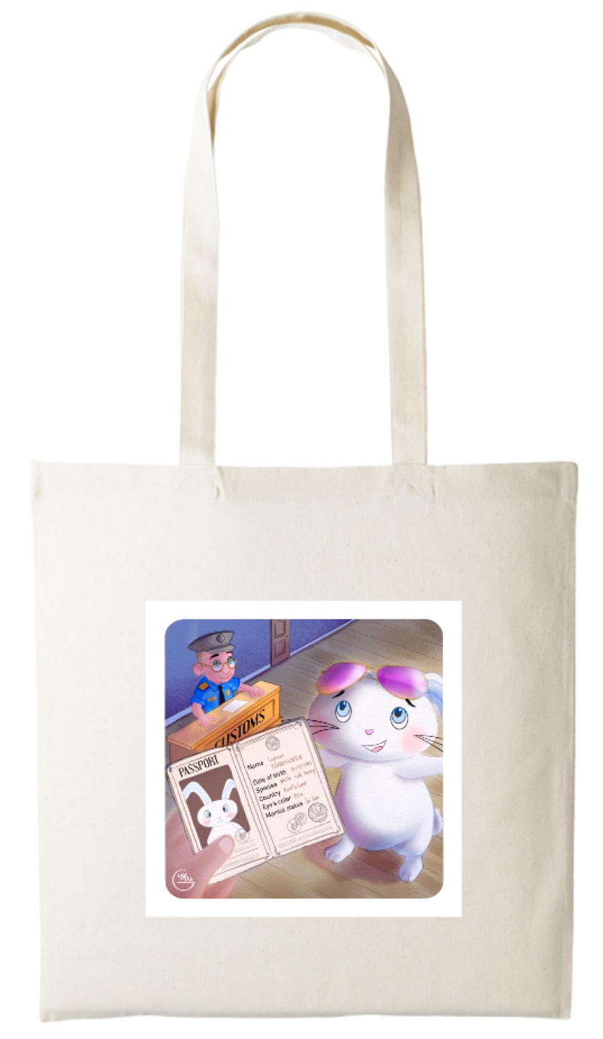 Tote-bag Lapinou imprimé sur 2 faces.